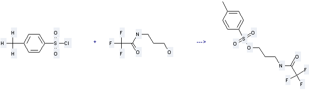 Acetamide,2,2,2-trifluoro-N-(3-hydroxypropyl)- can be used to produce toluene-4-sulfonic acid 3-(2,2,2-trifluoro-acetylamino)-propyl ester at the temperature of 0 °C